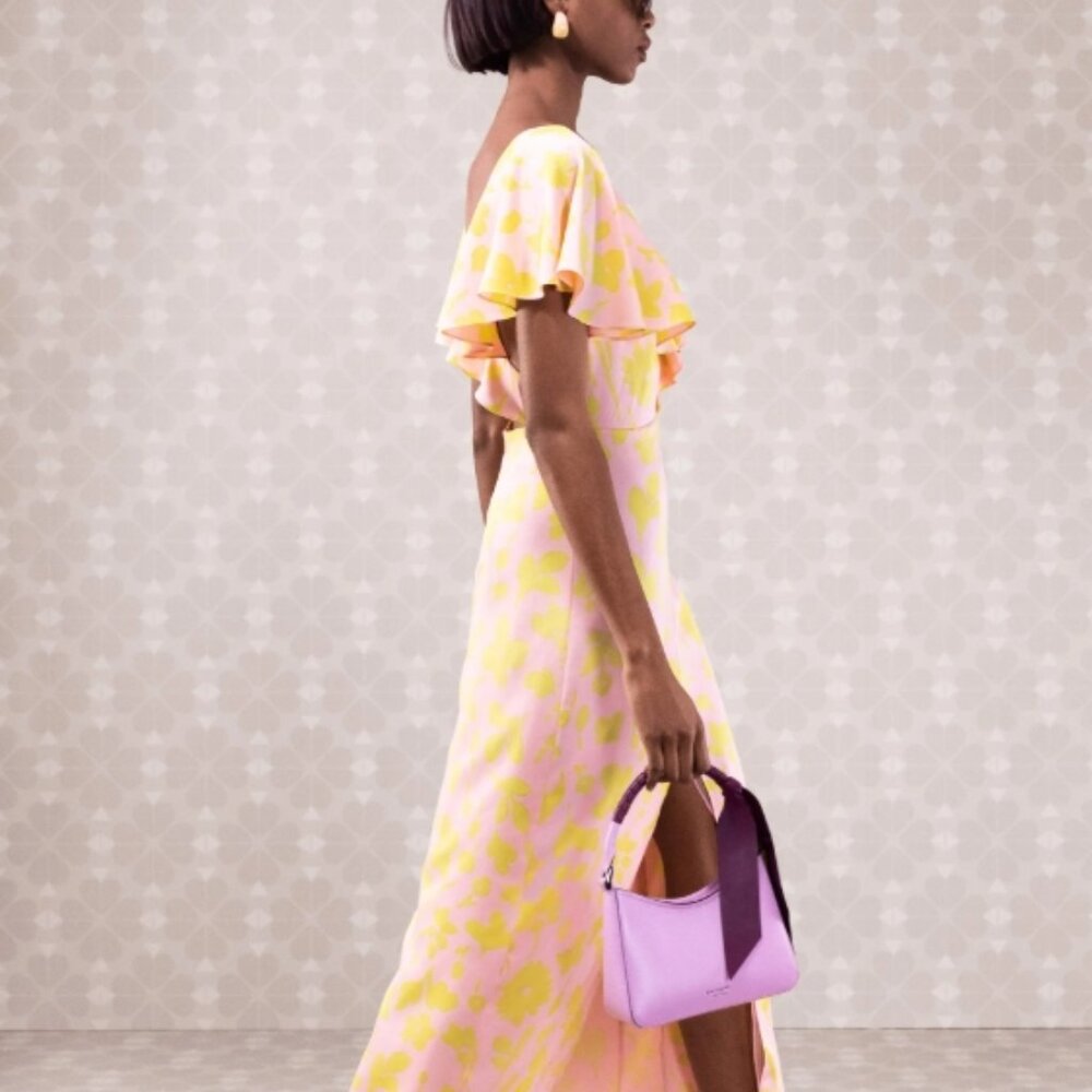 Kate Spade New York Pre-Fall 2019 Floral Splash Yellow/Pink Midi Dress XL $348